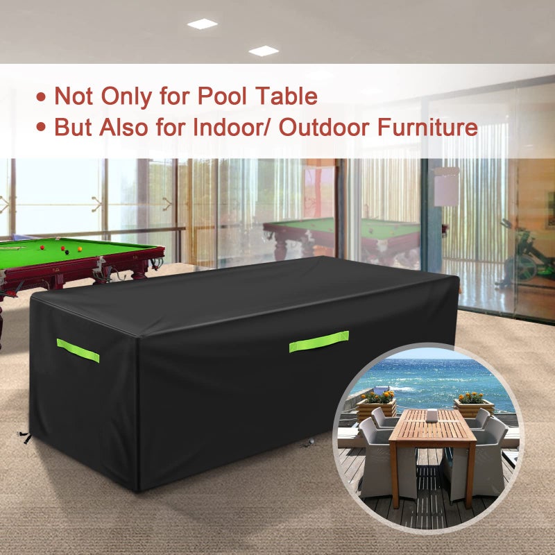 GEMITTO 7/8/9 ft Pool Table Cover, Waterproof Billiard Cover Polyester Fabric for Snooker Billiard Table (102x53x32in) Black - Image 5